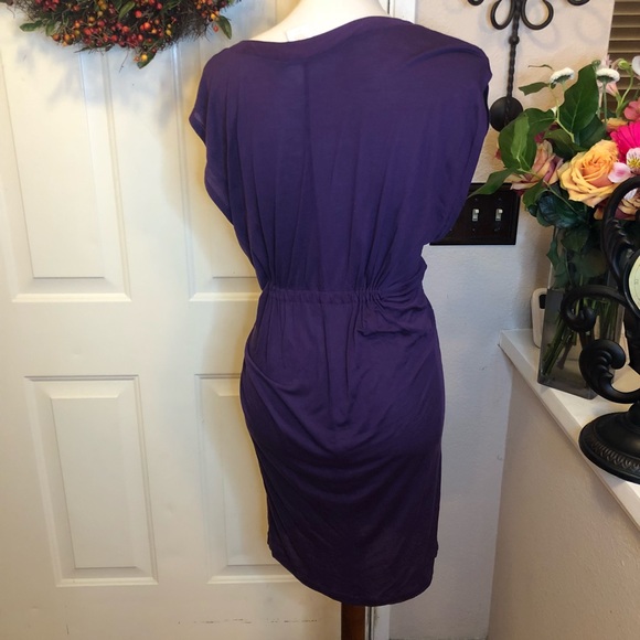 Purple Marciano Tie Waist Tunic KimonoSleeve Dress - Picture 6 of 8
